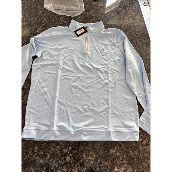 Peter Millar Mens albatross quarter Zip Pullover Light Blue Blutz MF25XK63 NWT L